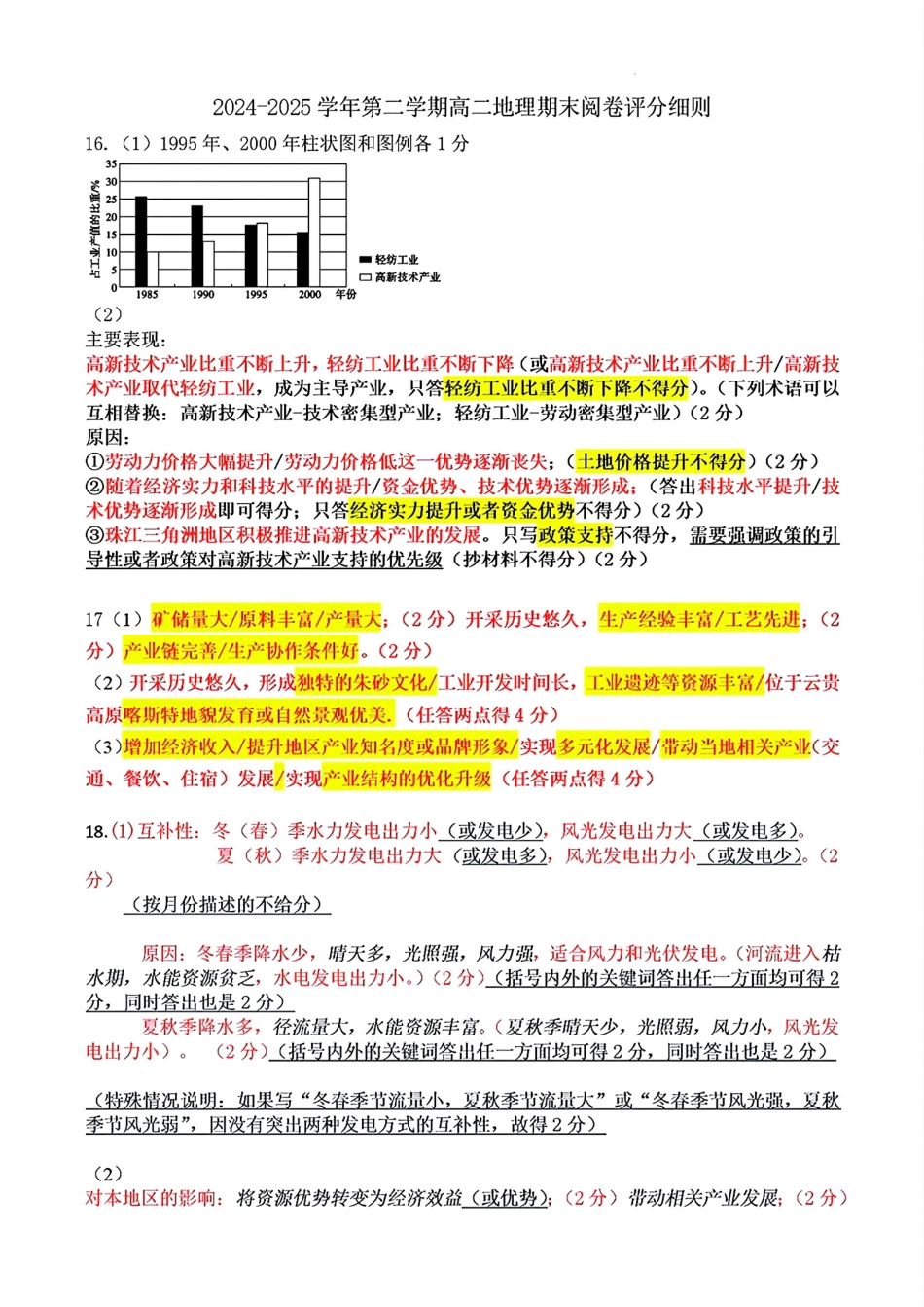 地理试卷答案【山东卷】【高二下期末考】山东省淄博市2024-202学年度第二学期2026届高二教学质量检测(7.6-7.8).pdf_第1页
