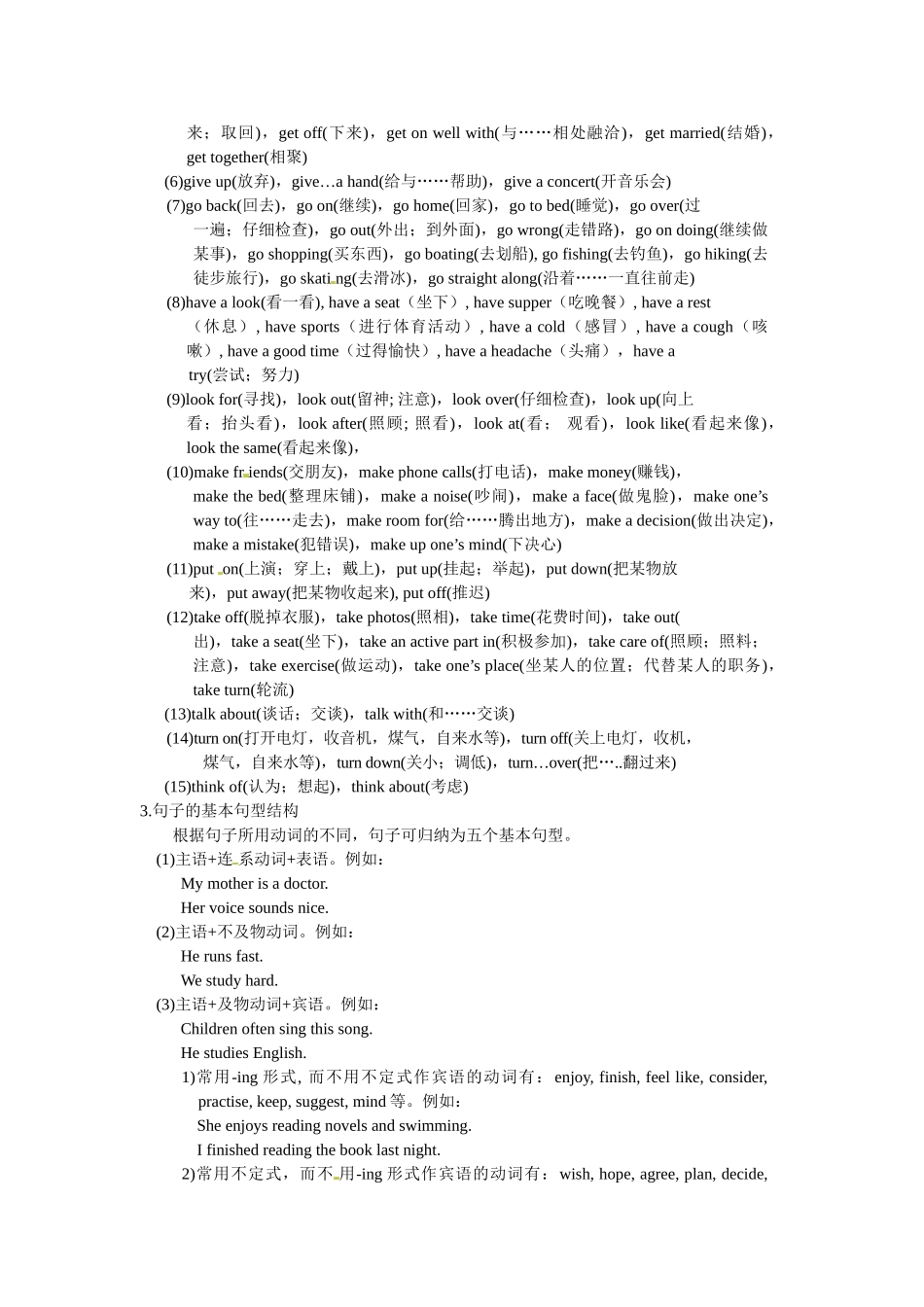 高一英语初高中衔接专题十二短语动词和句型的考点集汇讲解和训练.doc_第2页