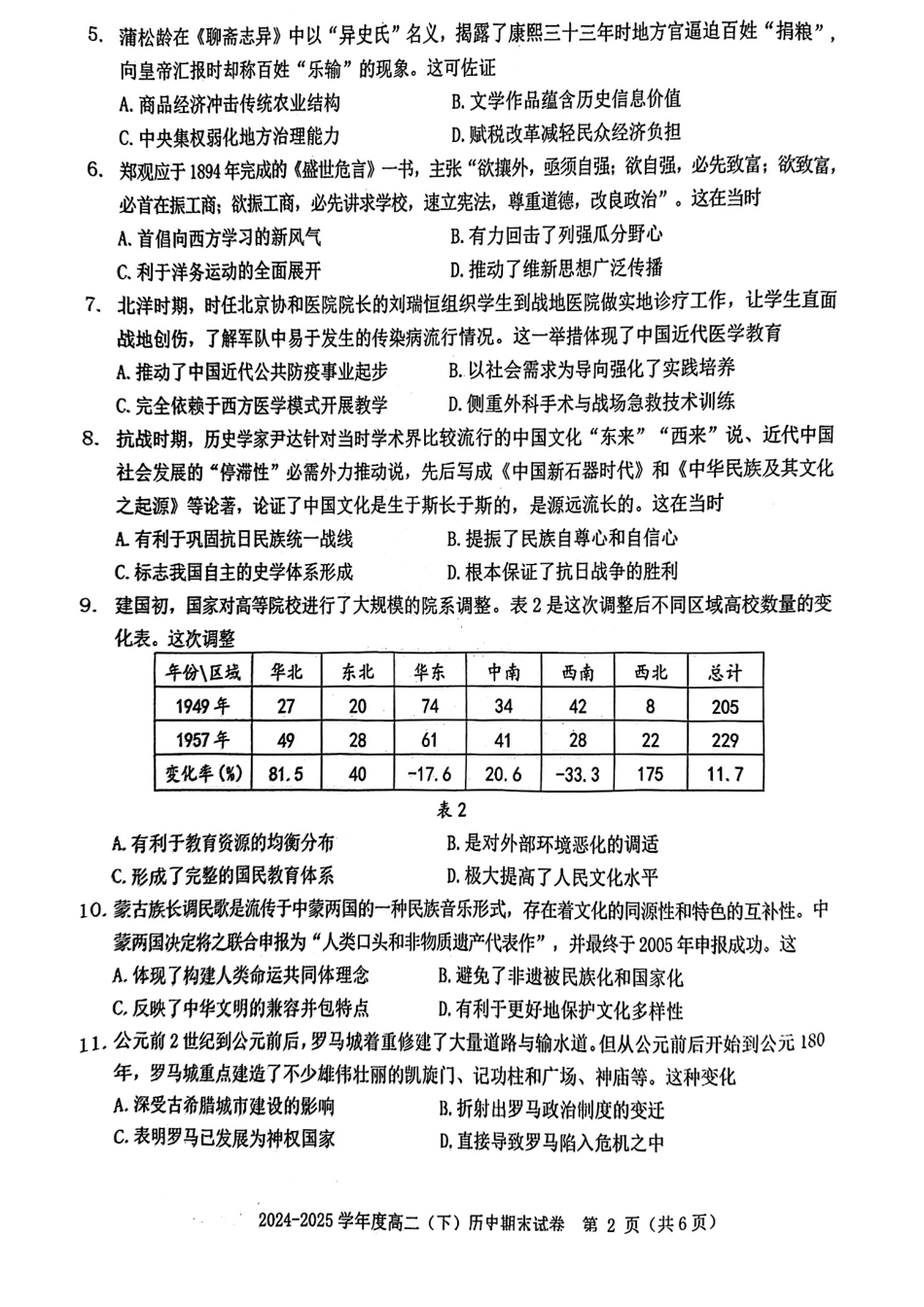 历史试卷【江西卷】【高二下期末考】江西省赣州市2024-2025学年度第二学期高二年级期末考试（6.30-7.2）.pdf_第2页
