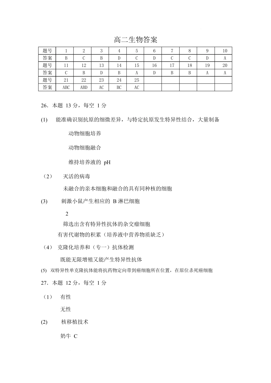 生物试卷（高二5月月考）答案【黑吉辽蒙卷】【高二】内蒙古自治区赤峰第四中学2024-2025学年高二下学期5月月考（5.15左右）.docx_第1页