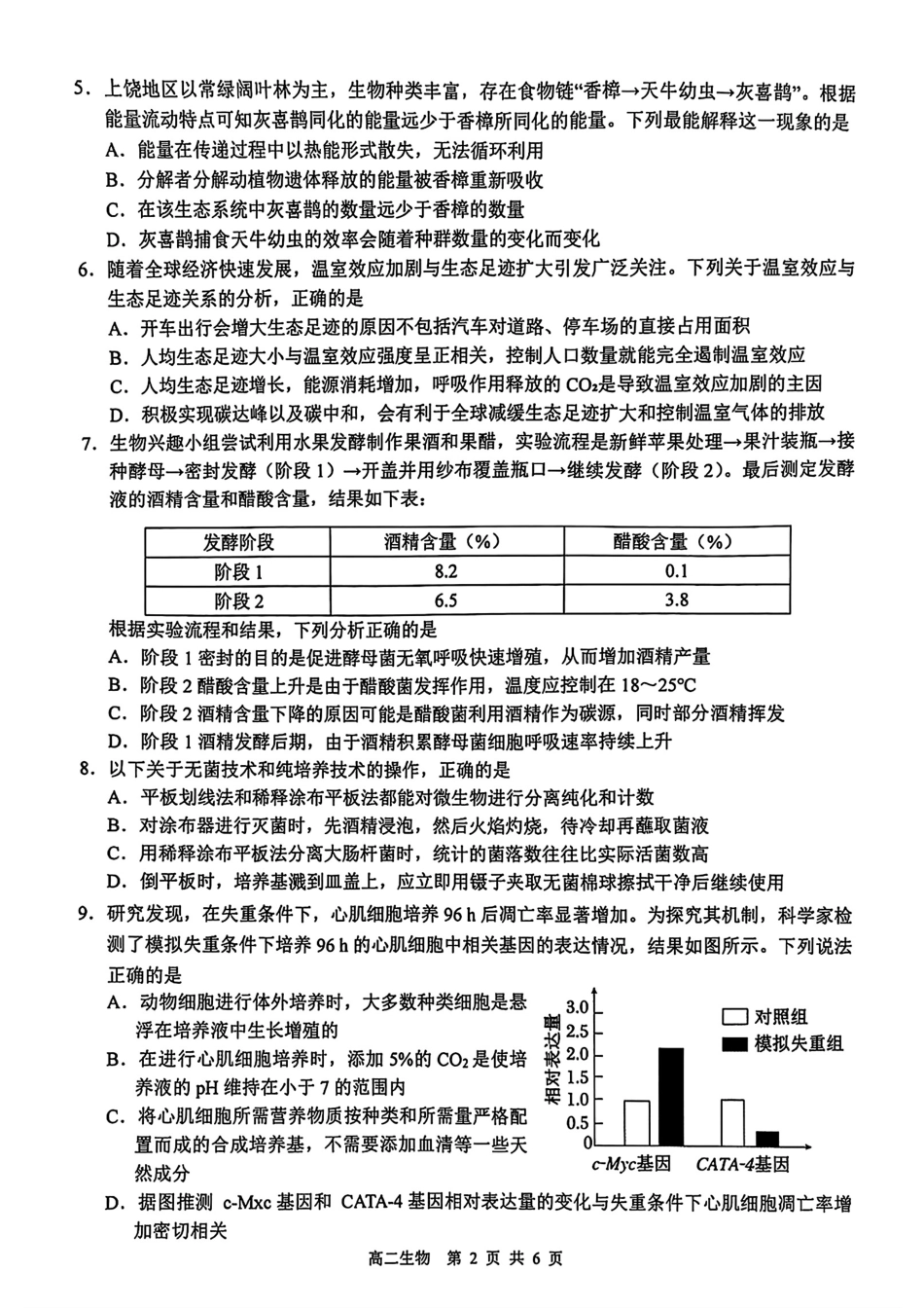 生物试卷【江西卷】【高二下期末考】江西省上饶市2024-2025学年度下学期高二高二年级期末教学质量测试（6.30-7.2）.pdf_第2页