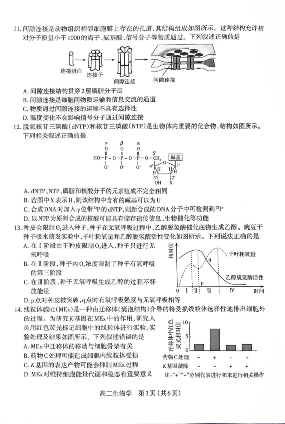生物试卷【西北卷】【高二下期末考】山西省太原市2024~2025学年第二学期高二年级期末学业诊断（7.1-7.2）.pdf_第3页