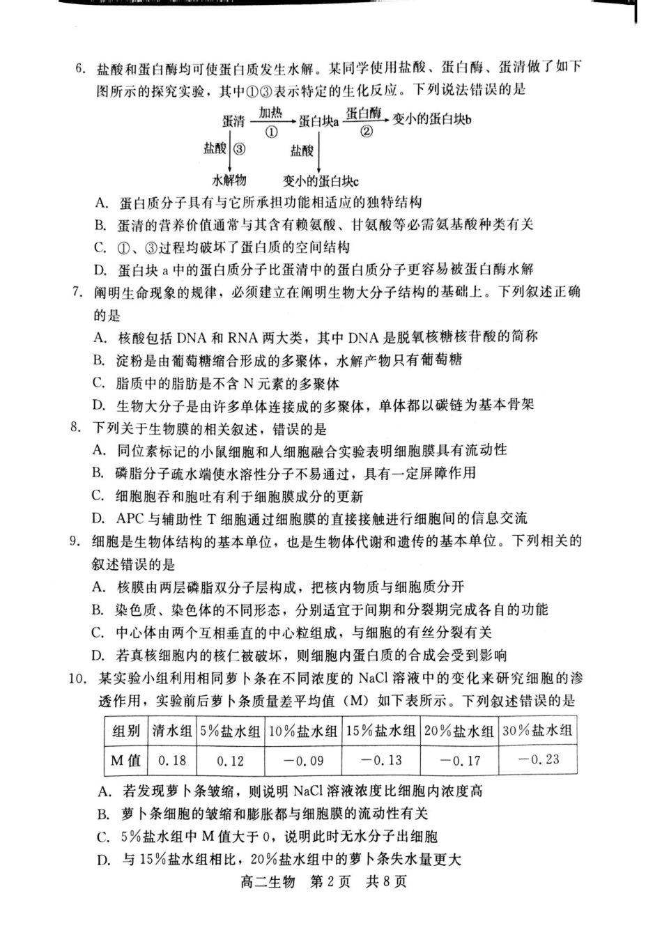 生物试卷+答案【河北卷】【高二下期末考】河北省衡水市廊坊市等学校NT20名校联合体2024-2025学年第二学期高二年级期末考试(7.8-7.9).pdf_第2页