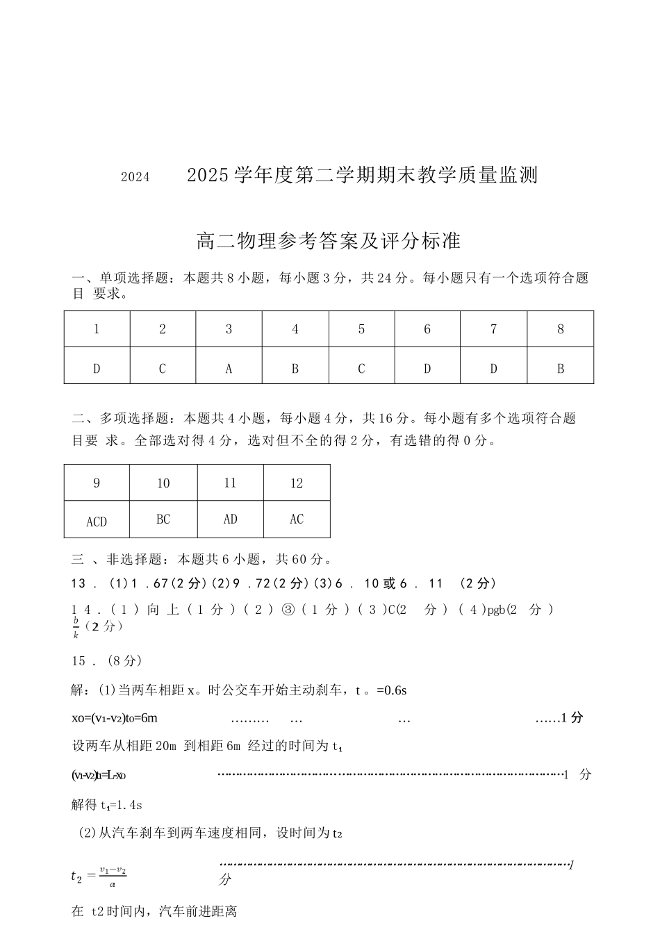 物理试卷参考答案【山东卷】【高二下期末考】山东省东营市2024-2025学年第二学期高二下学期期末质量监测（7.8-7.10）.docx_第1页