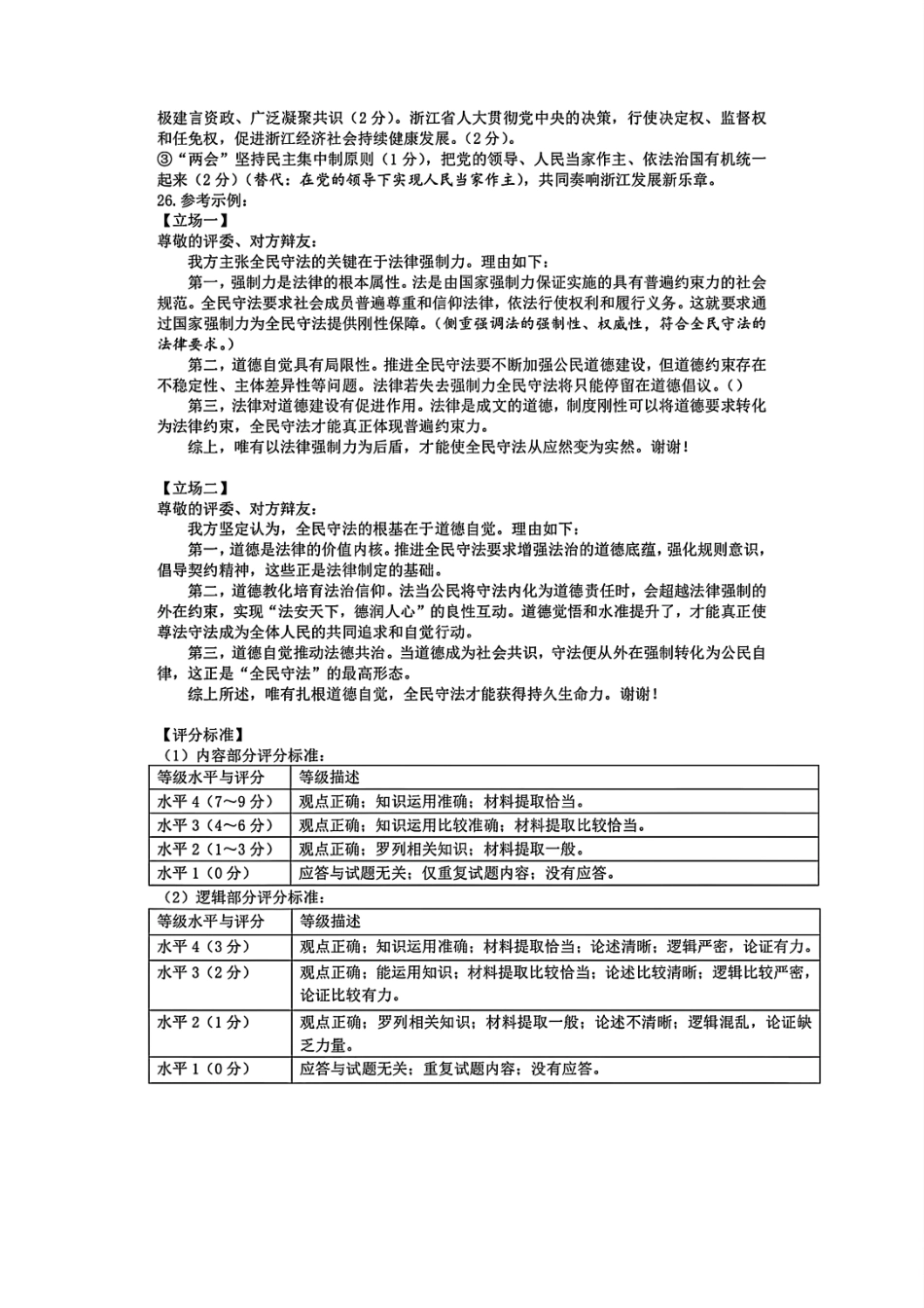 政治试题卷｜金华十校高一下期末考答案【浙江卷】【高一下期末考】浙江省金华市金华十校2024-2025学年第二学期高一年级期末调研考试（6.30-7.2）.pdf_第2页