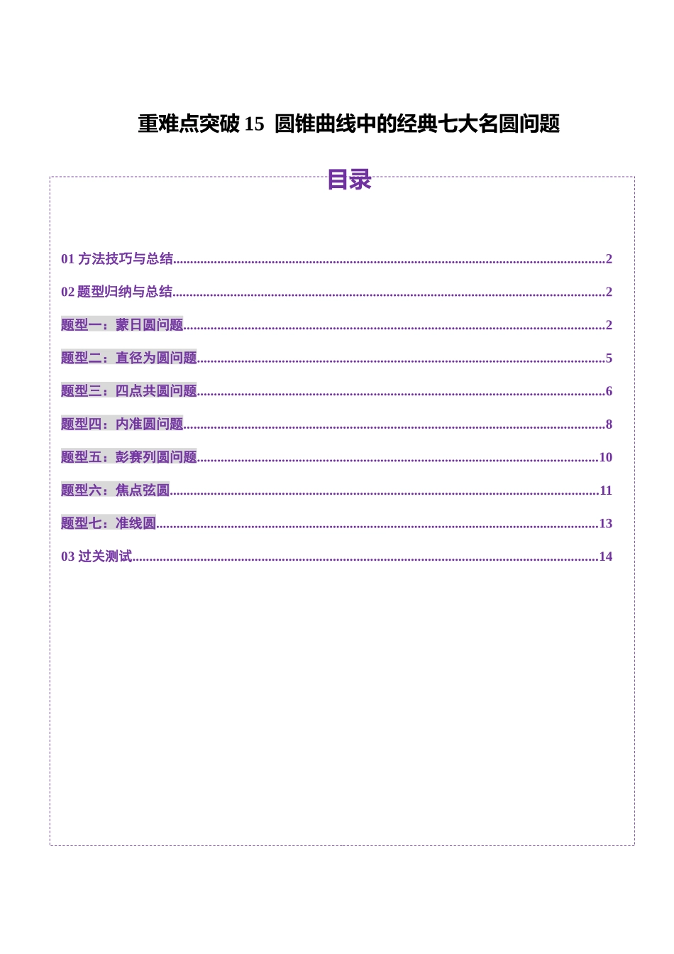 重难点突破15 圆锥曲线中的经典七大名圆问题（七大题型）（原卷版）-【上好课】2025年高考数学一轮复习讲练测（新教材新高考）.docx_第1页