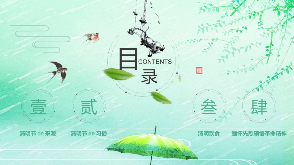 绿色清新中国风背景的清明节节日介绍PPT模板.pptx_第3页