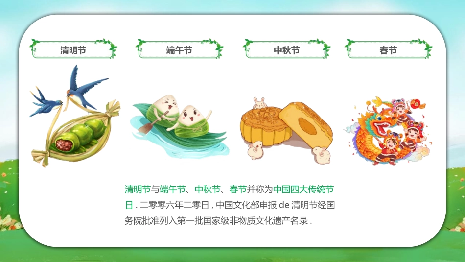 绿色清新卡通风格的清明节主题班会PPT模板 (2).pptx_第3页