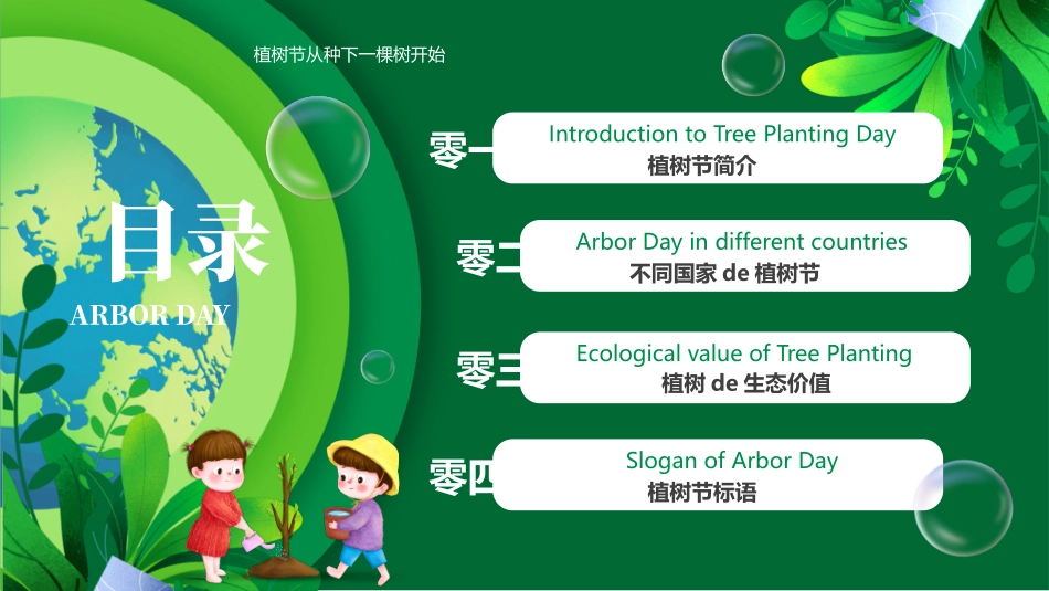 绿色卡通地球背景的3.12植树节英文介绍PPT模板.pptx_第2页
