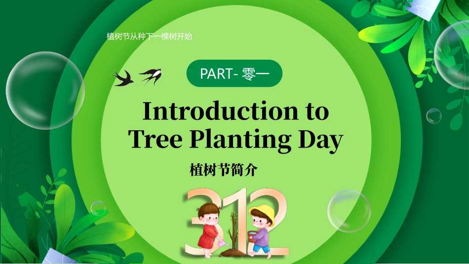 绿色卡通地球背景的3.12植树节英文介绍PPT模板.pptx_第3页