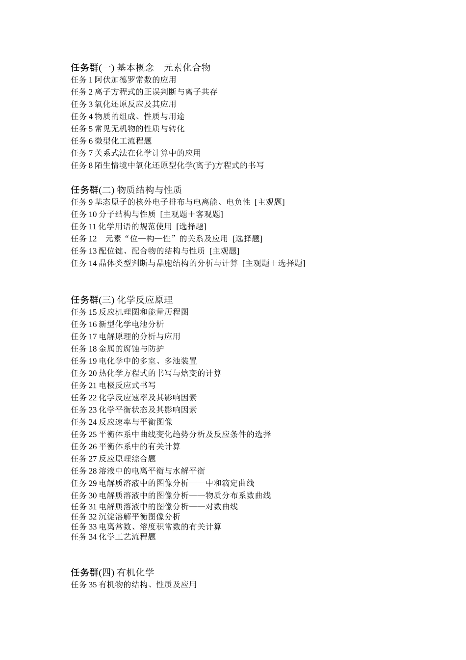 2026版正禾一本通高三一轮总复习化学-任务群目录.docx_第1页