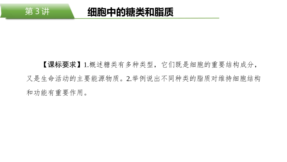 2026版正禾一本通高三一轮总复习生物-第3讲  细胞中的糖类和脂质.pptx_第2页