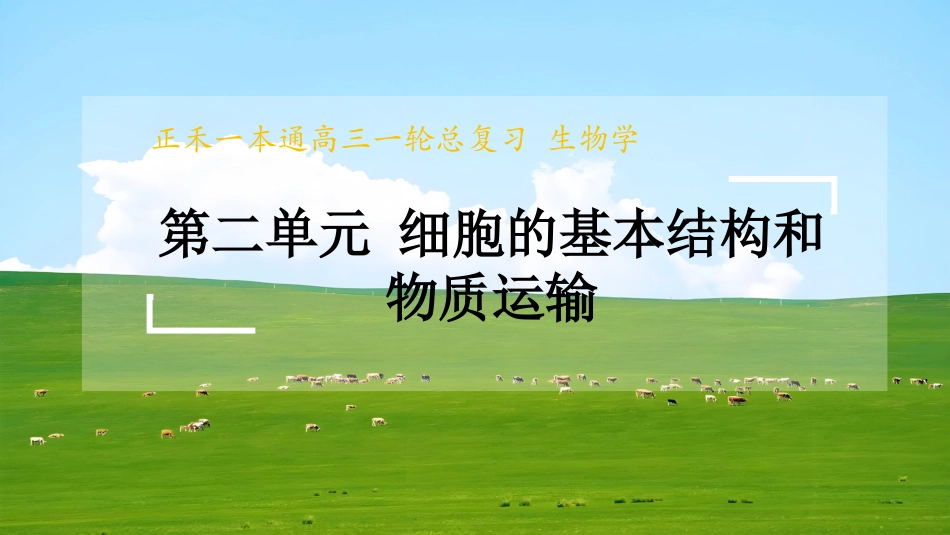 2026版正禾一本通高三一轮总复习生物-第10讲  物质出入细胞的方式及影响因素.pptx_第1页