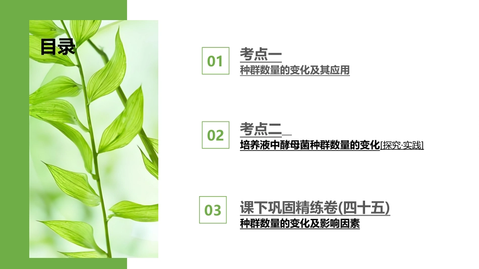 2026版正禾一本通高三一轮总复习生物-第45讲　种群数量的变化及影响因素.pptx_第3页