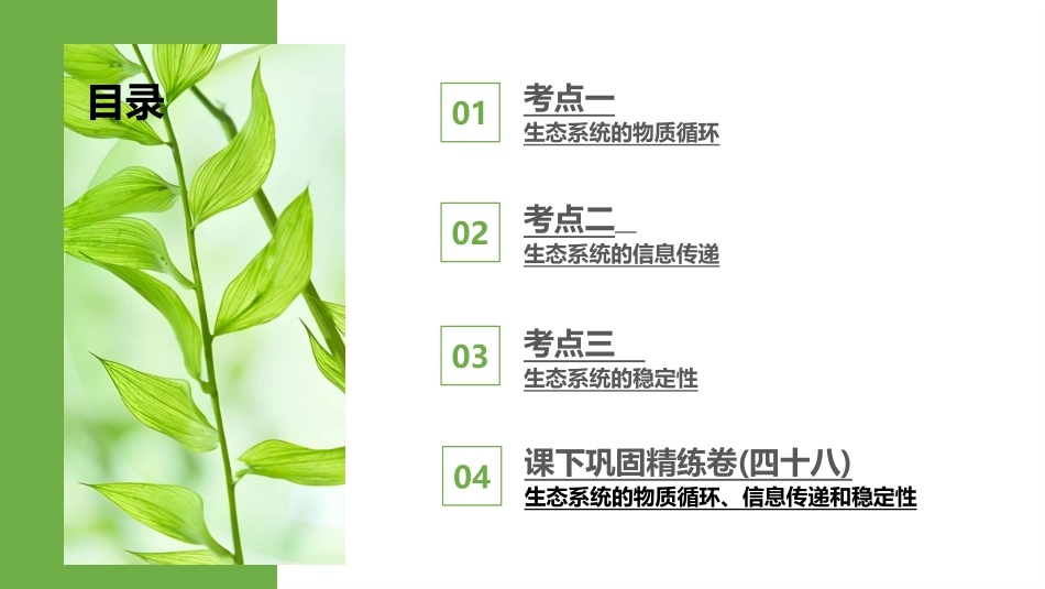 2026版正禾一本通高三一轮总复习生物-第48讲　生态系统的物质循环、信息传递和稳定性.pptx_第3页