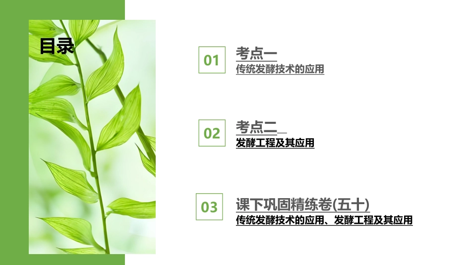 2026版正禾一本通高三一轮总复习生物-第50讲　传统发酵技术的应用、发酵工程及其应用.pptx_第3页
