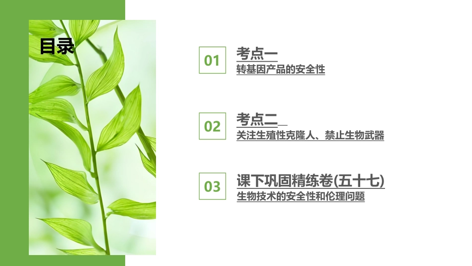 2026版正禾一本通高三一轮总复习生物-第57讲　生物技术的安全性和伦理问题.pptx_第3页
