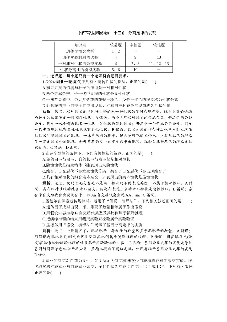2026版正禾一本通高三一轮总复习生物-课下巩固精练卷(二十三).docx_第1页
