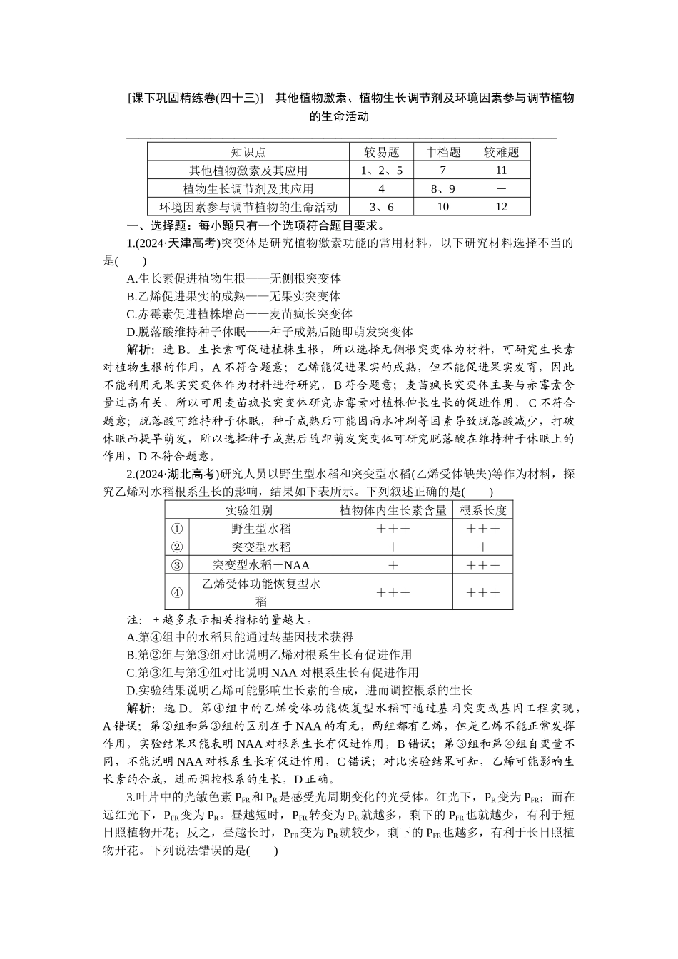 2026版正禾一本通高三一轮总复习生物-课下巩固精练卷(四十三).docx_第1页