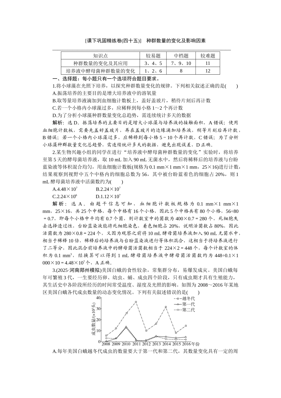 2026版正禾一本通高三一轮总复习生物-课下巩固精练卷(四十五).docx_第1页