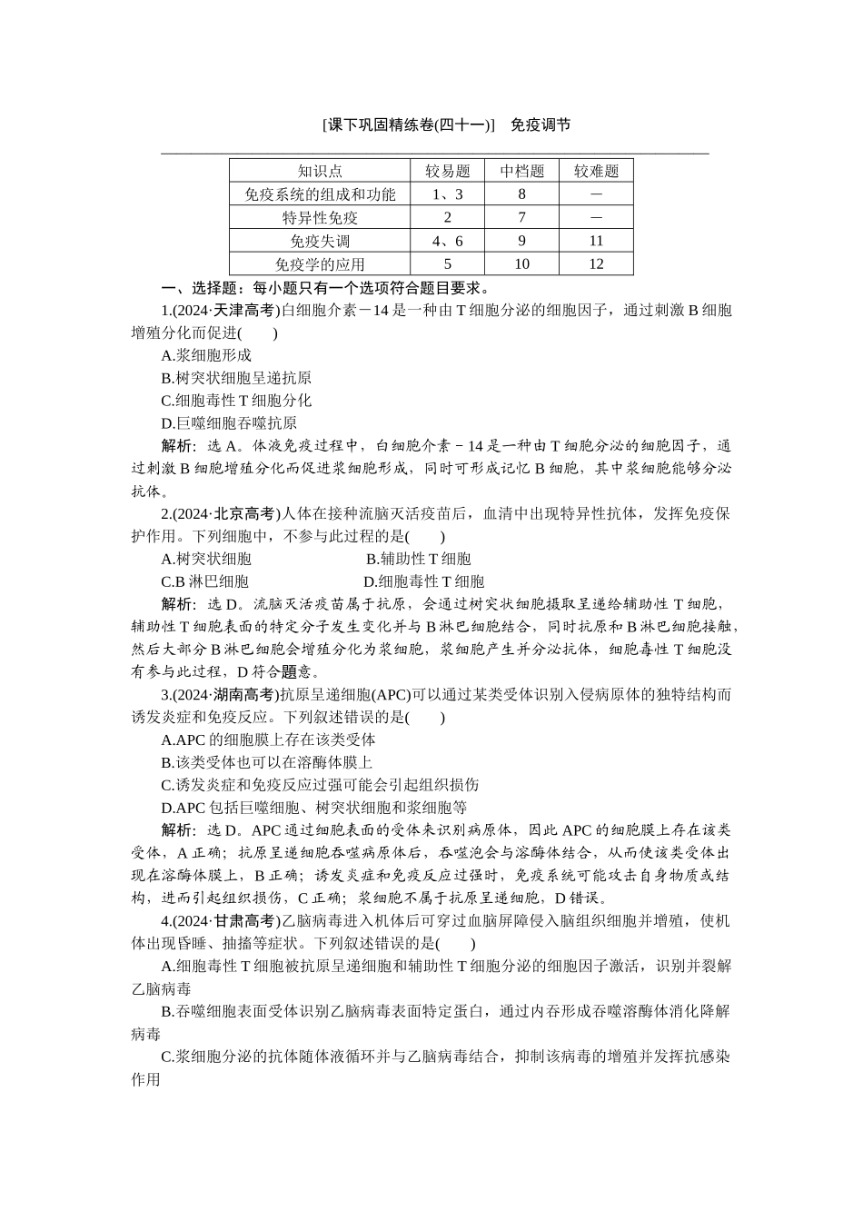 2026版正禾一本通高三一轮总复习生物-课下巩固精练卷(四十一).docx_第1页