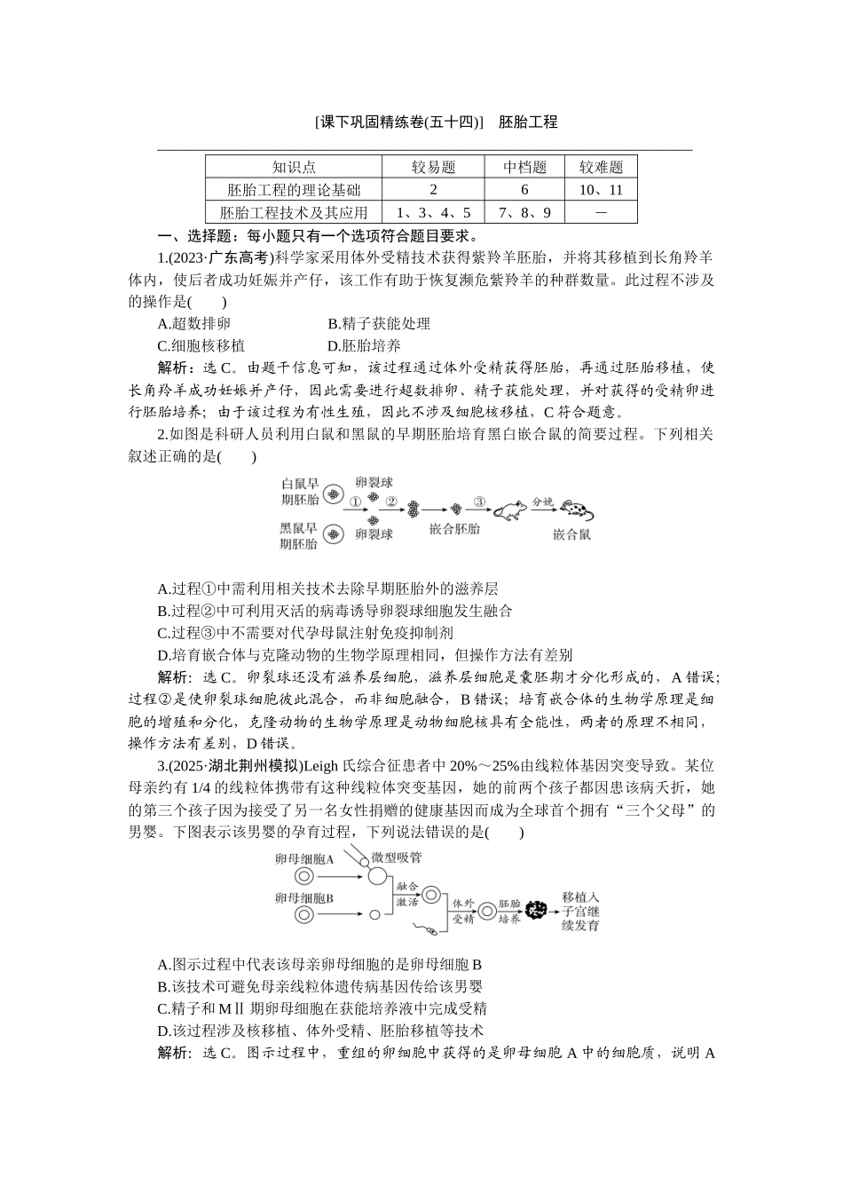 2026版正禾一本通高三一轮总复习生物-课下巩固精练卷(五十四).docx_第1页