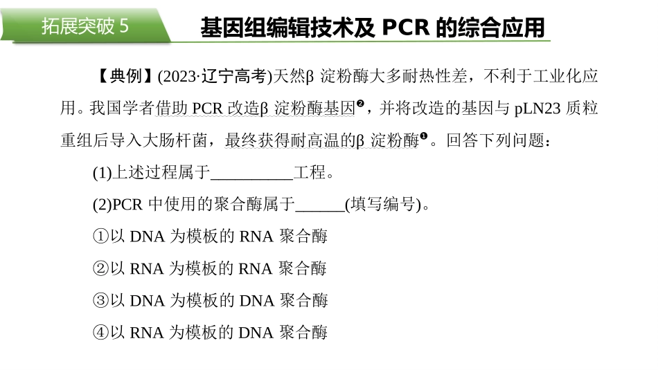 2026版正禾一本通高三一轮总复习生物-拓展突破5　基因组编辑技术及PCR的综合应用.pptx_第2页