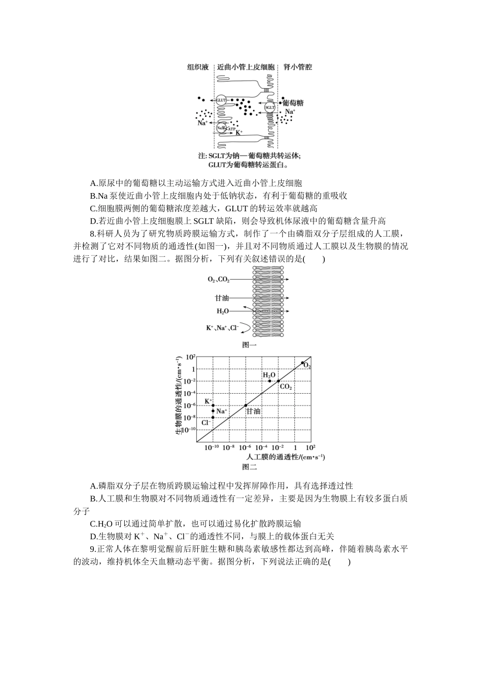 2026版正禾一本通高三一轮总复习生物-小测卷（九）(1).docx_第3页