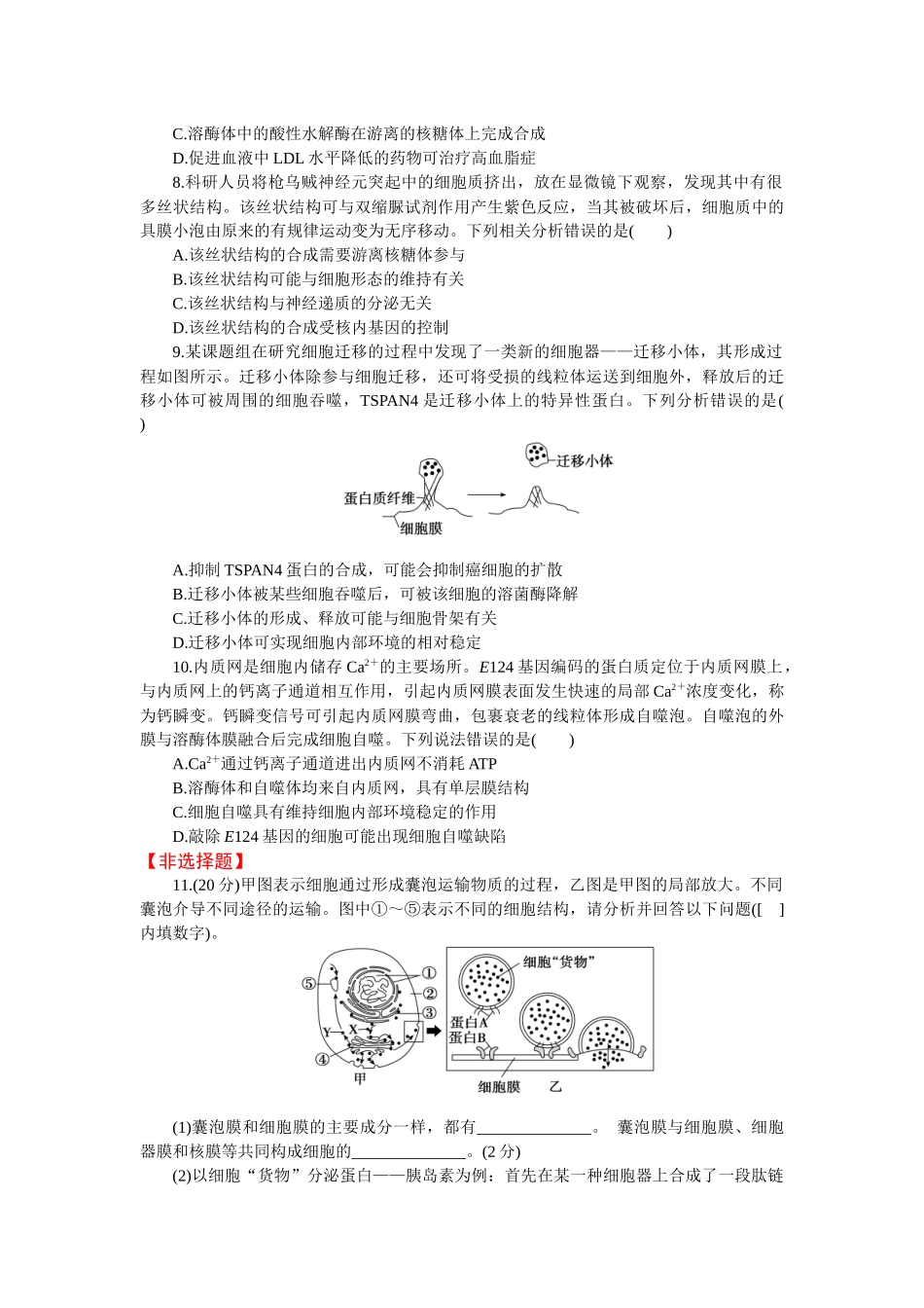 2026版正禾一本通高三一轮总复习生物-小测卷（六）(1).docx_第3页