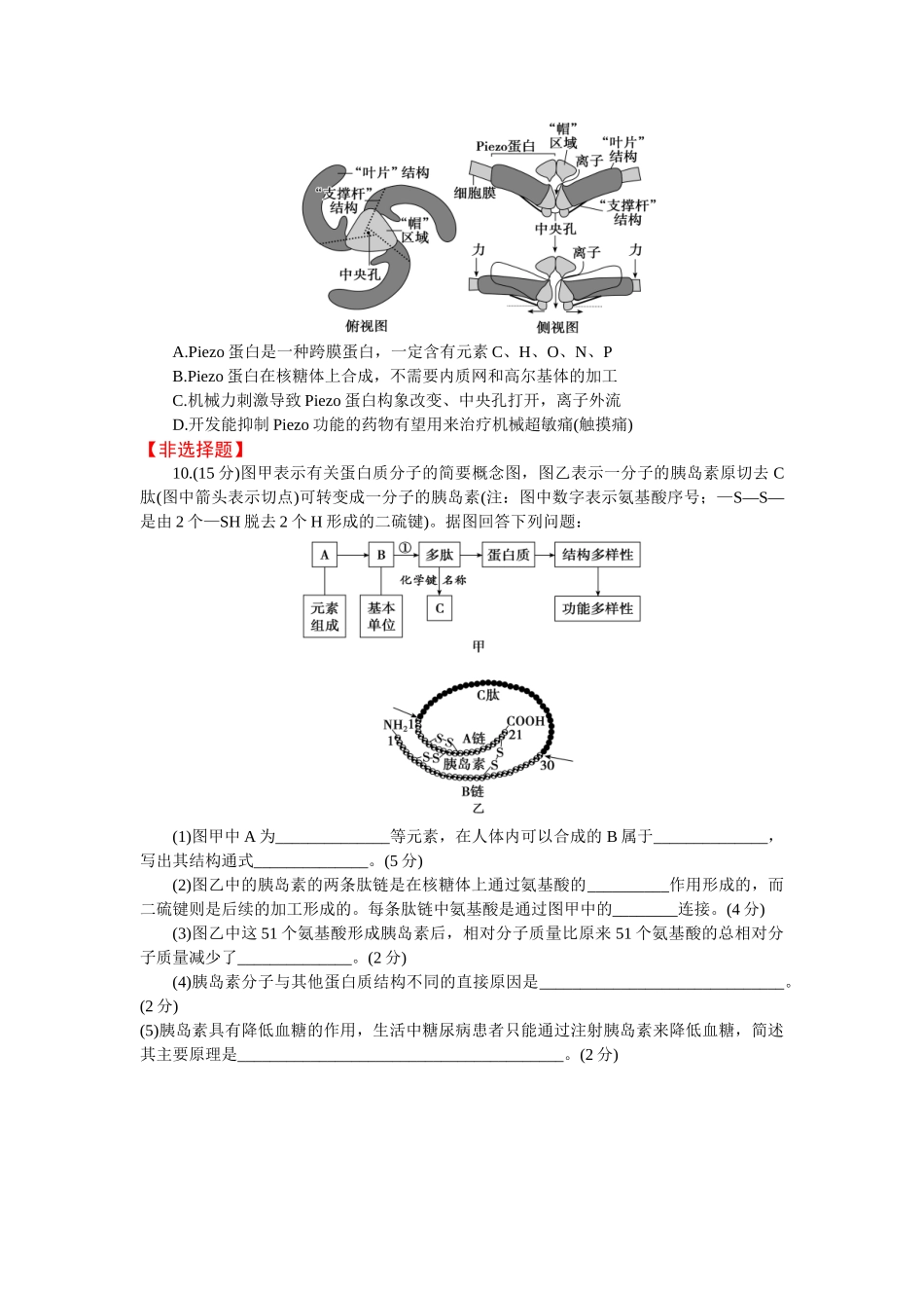 2026版正禾一本通高三一轮总复习生物-小测卷（三）(1).docx_第3页