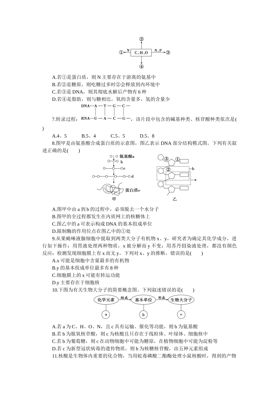 2026版正禾一本通高三一轮总复习生物-小测卷（四）(1).docx_第2页