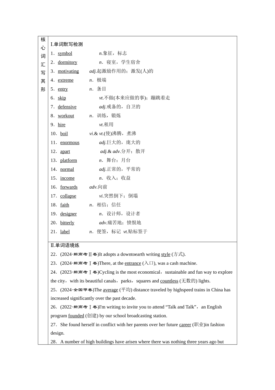 2026版正禾一本通高三一轮总复习英语（北师版）-背诵过关测＋练 (十一).docx_第2页