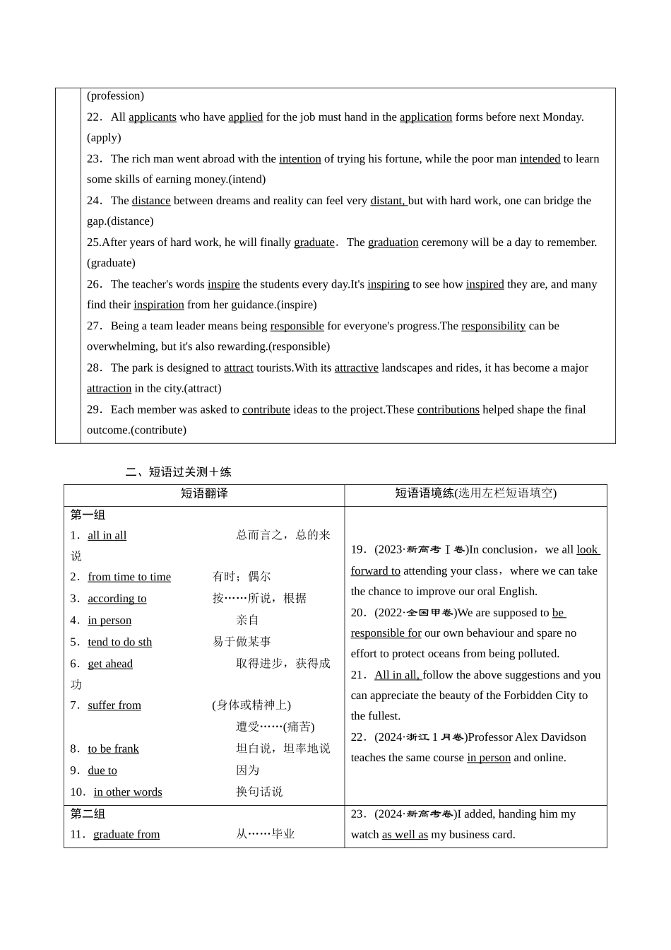2026版正禾一本通高三一轮总复习英语（北师版）-背诵过关测＋练 (一).docx_第3页