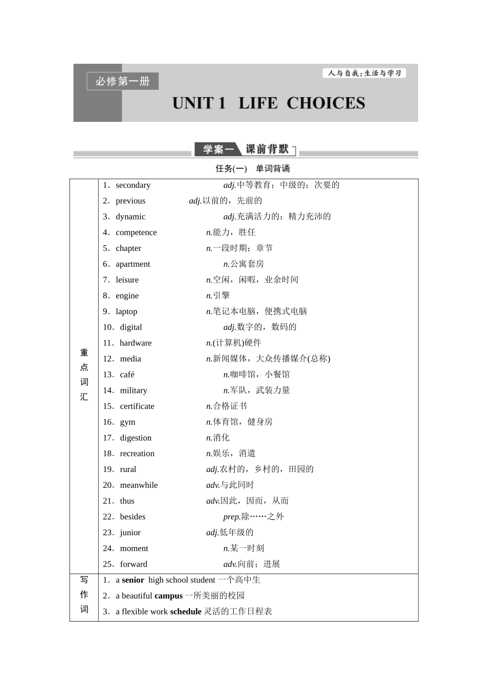 2026版正禾一本通高三一轮总复习英语（北师版）-必修第一册.docx_第1页