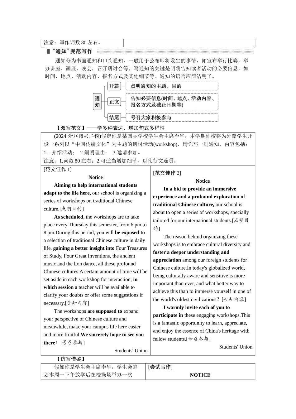 2026版正禾一本通高三一轮总复习英语（人教版）-速写模型(三)　演讲稿&通知&倡议书.docx_第2页