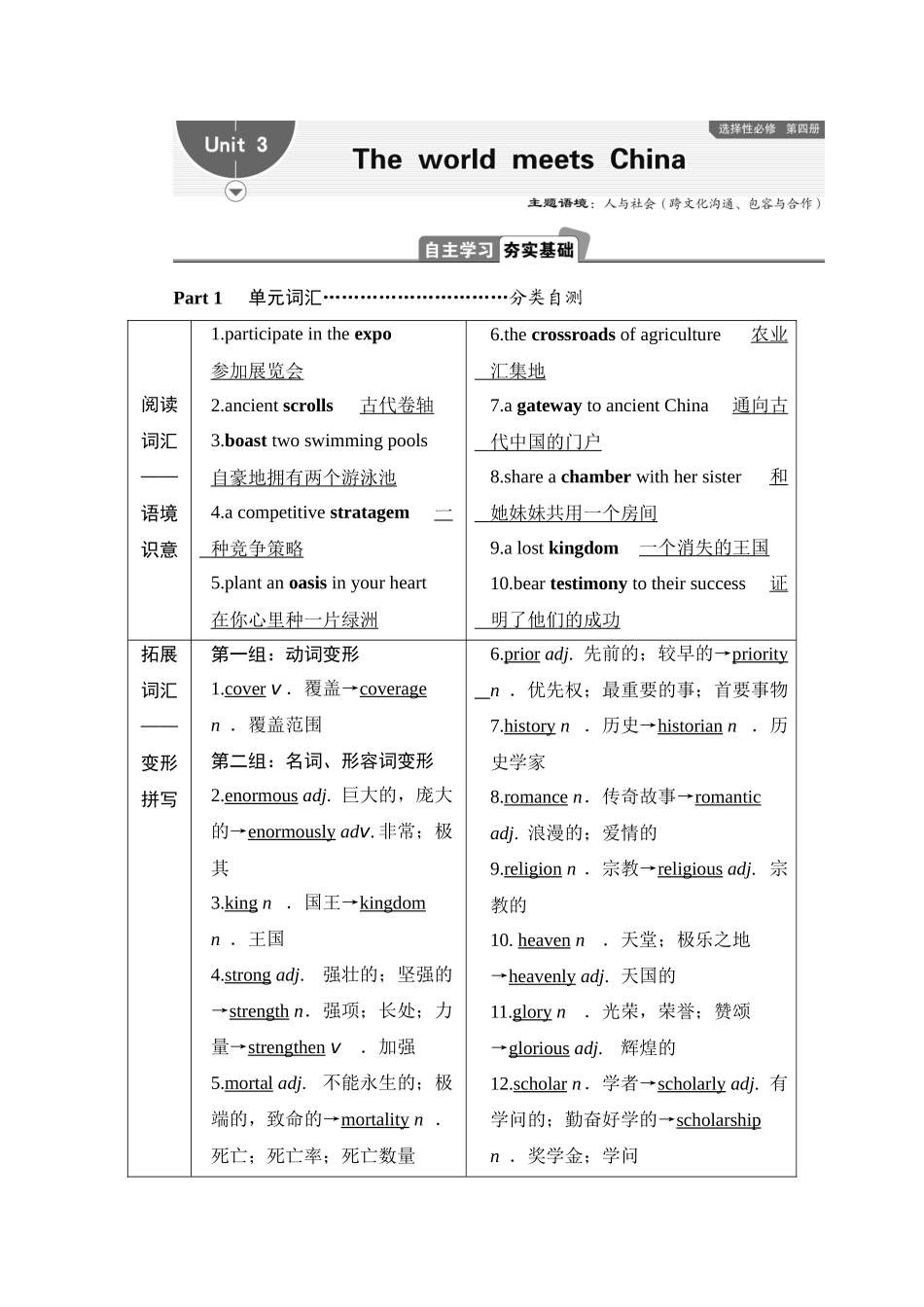 2026版正禾一本通高三一轮总复习英语（外研版）-3 Unit 3　The world meets China.docx_第1页