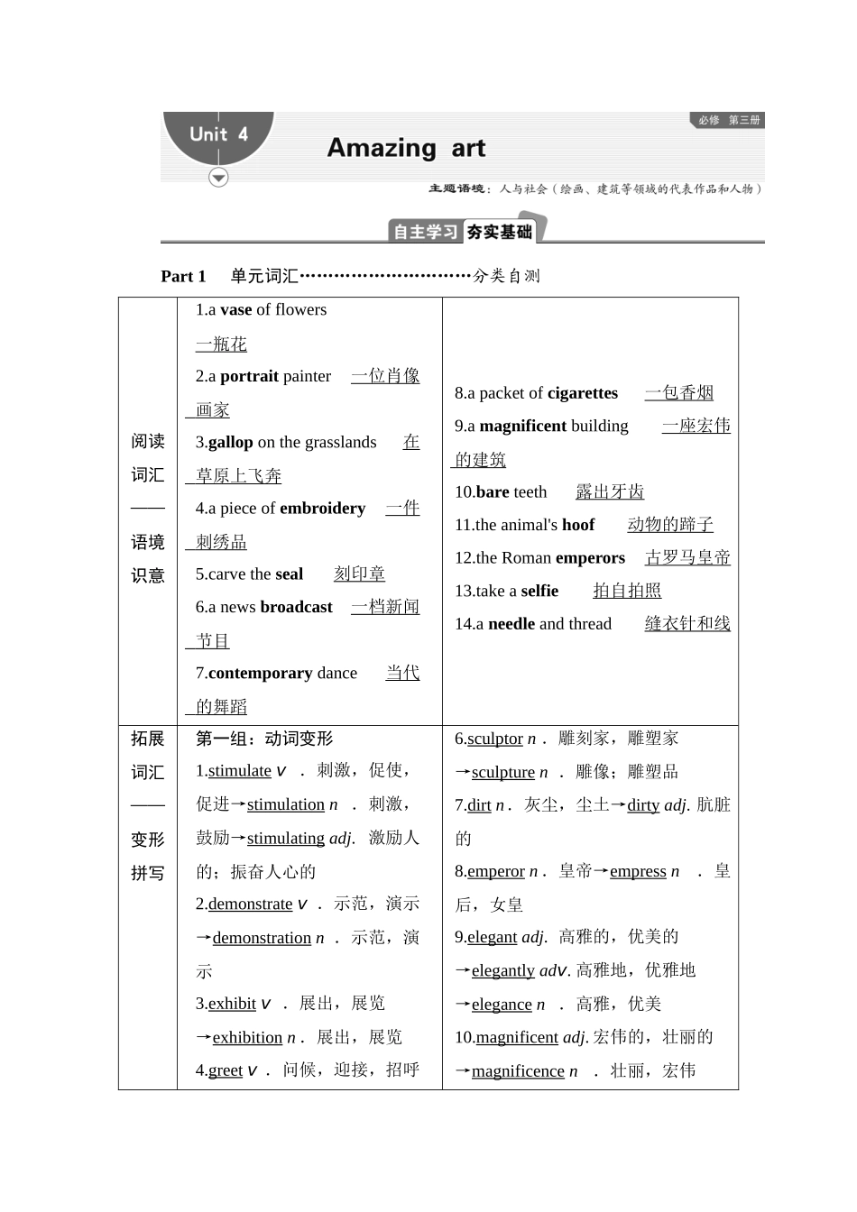 2026版正禾一本通高三一轮总复习英语（外研版）-4 Unit 4　Amazing art.docx_第1页