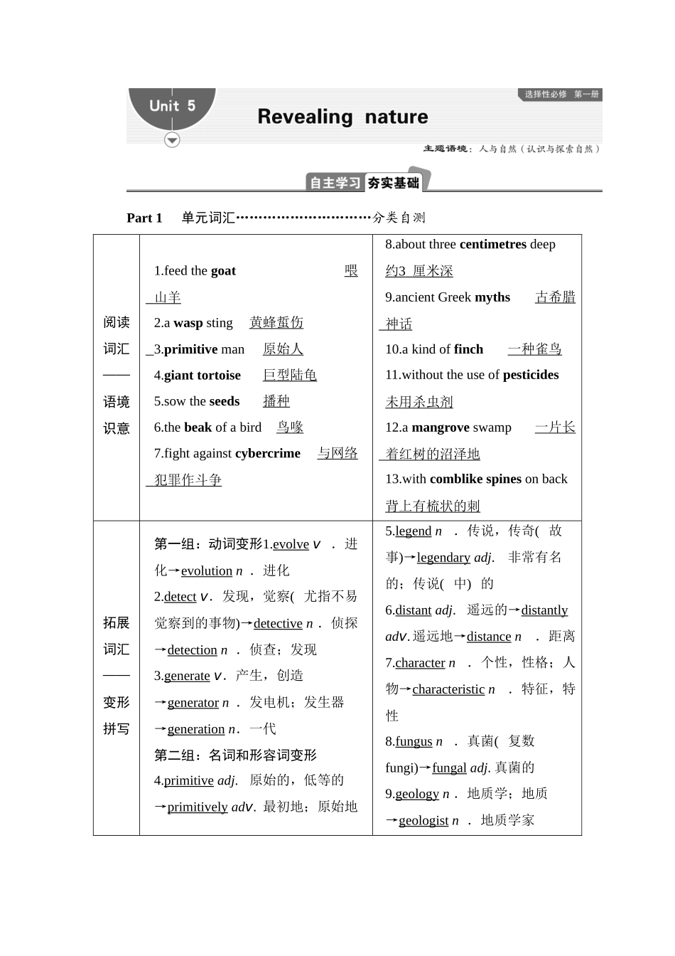 2026版正禾一本通高三一轮总复习英语（外研版）-5 Unit 5　Revealing nature.docx_第1页