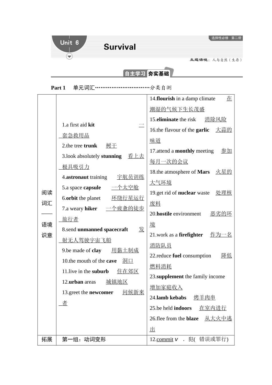 2026版正禾一本通高三一轮总复习英语（外研版）-6 Unit 6　Survival.docx_第1页