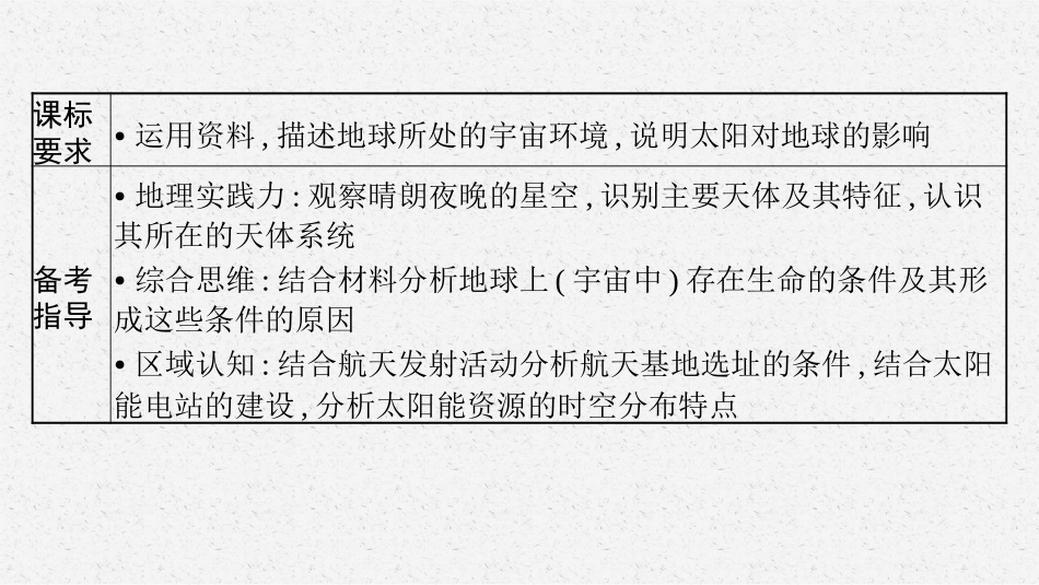 2026年高考总复习优化设计一轮复习地理（人教版）-第1讲　地球的宇宙环境、太阳对地球的影响.pptx_第3页