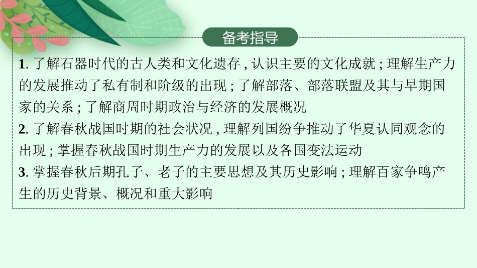 2026年高考总复习优化设计一轮复习历史（人教版）-第1讲　从中华文明的起源到春秋战国时期.pptx_第3页