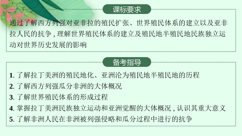 2026年高考总复习优化设计一轮复习历史（人教版）-第23讲　世界殖民体系与亚非拉民族独立运动.pptx_第2页
