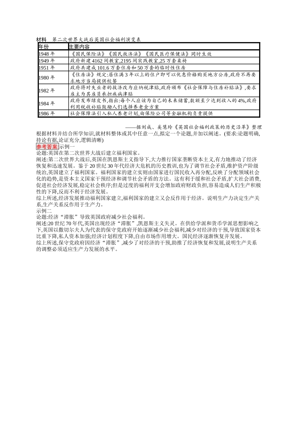 2026年高考总复习优化设计一轮复习历史（人教版）-考点规范练28　资本主义国家和社会主义国家的发展变化.docx_第2页