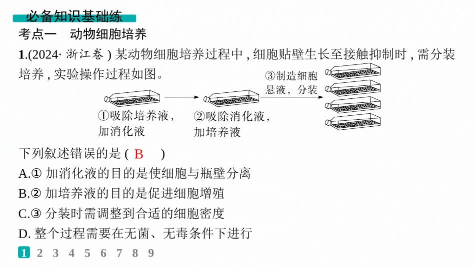 2026年高考总复习优化设计一轮复习生物-课时规范练58　动物细胞工程.pptx_第2页