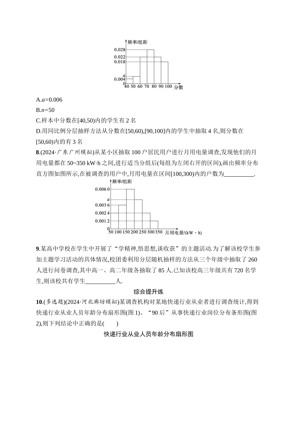 2026年高考总复习优化设计一轮复习数学（人教A版）-课时规范练59　随机抽样、统计图表.docx_第3页