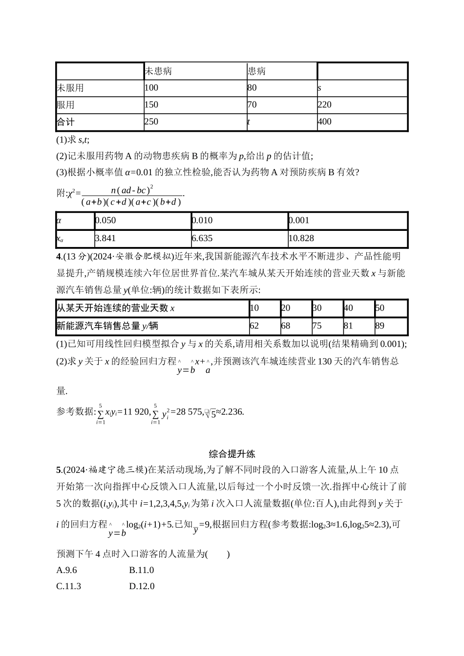 2026年高考总复习优化设计一轮复习数学（人教A版）-课时规范练61　成对数据的统计分析.docx_第2页