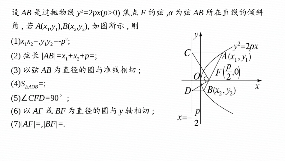 2026年高考总复习优化设计一轮复习数学（人教A版）-微点突破14　抛物线焦点弦的结论.pptx_第2页