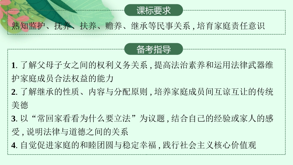 2026年高考总复习优化设计一轮复习政治（人教版）-第5课　在和睦家庭中成长.pptx_第2页