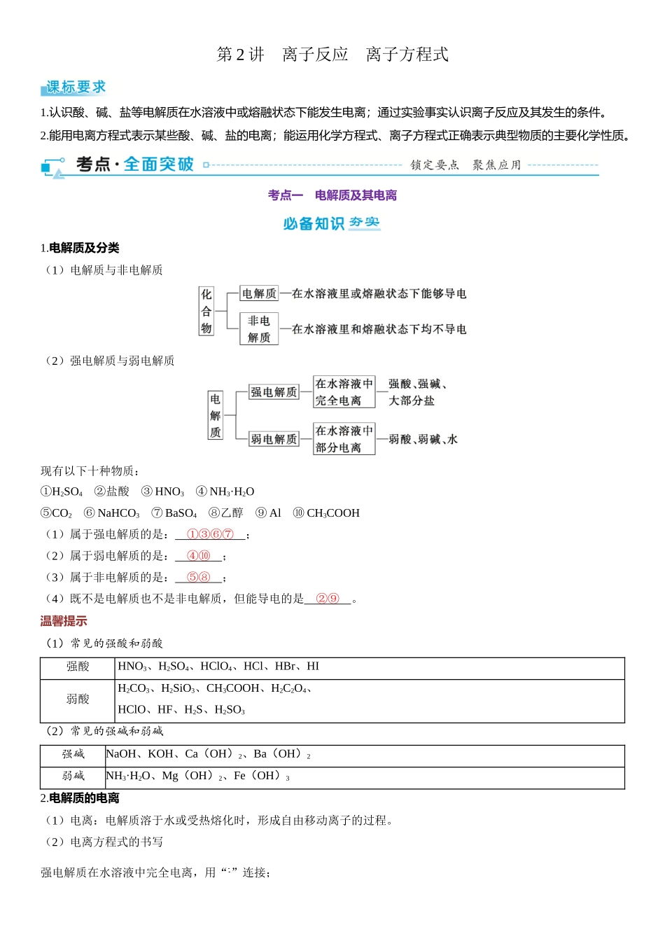 2026三维设计一轮总复习高中化学-第2讲　离子反应　离子方程式.docx_第1页