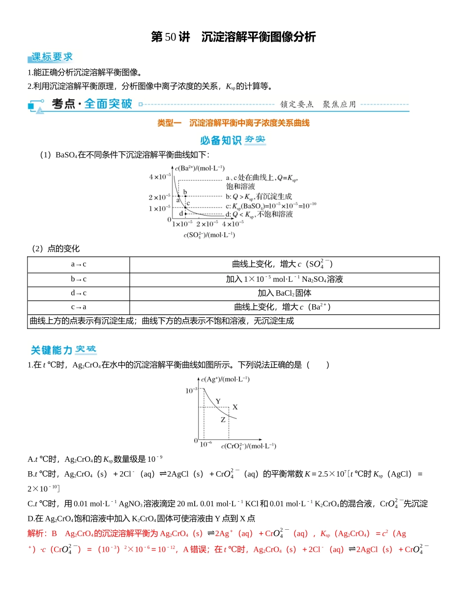 2026三维设计一轮总复习高中化学-第50讲　沉淀溶解平衡图像分析.docx_第1页